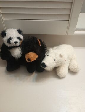 Ganz Webkinz Bundle Of 3 Plush Polar Bear, Panda Bear, Black Bear